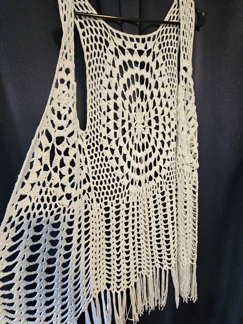 Women’s Crochet Fringe Vest - Lightweight Summer Layer - Picture 2 of 2